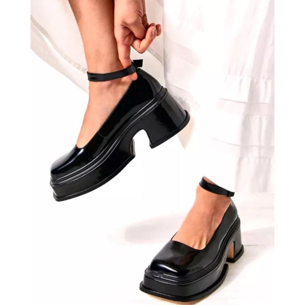 Jeffrey Campbell Black Patent Platform Mary Jane Loafers